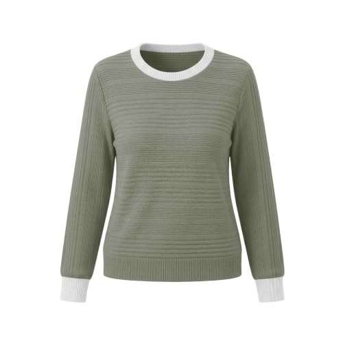 VBTAPA Mock Neck Sweatshirt Fall Sweatshirt Color Block Long Sleeve Tops Trendy Lightweight Casual Loose Fit Tunic Top 2026 Crewneck Cute Shirts Army Green L - image 7