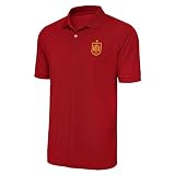 Spain National Team Derive Polo - Men’s Performance Soccer Fan Shirt - Moisture-Wicking 100% Polyester Pique, Dark Red, X-Large