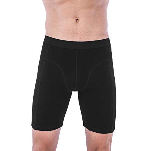 Hann Brooks Bóxer de algodón suave para hombre, color negro, para gimnasio, correr, ciclismo, golf, calzoncillos largos (2 extragrandes) Cover
