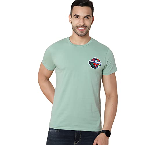 Image of Free Authority Superman Printed Regular Fit Green Cotton Men's T-Shirt