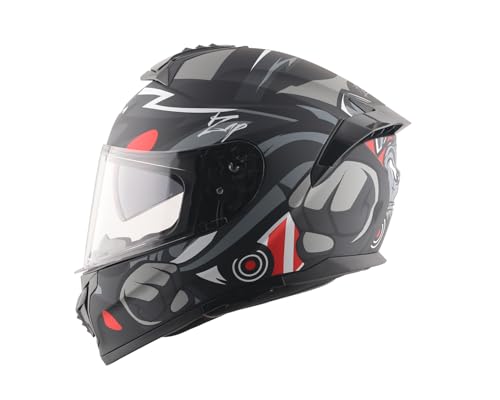 Image of Vega Zap Dude D /V Full Face Motorcycle Helmet with Dual Visor, Shock Absorbing Liner, Comfortable Interior, Lightweight Build, Aerodynamic Design, and Trendy Dull Black Red Finish Dull Black Red-XL