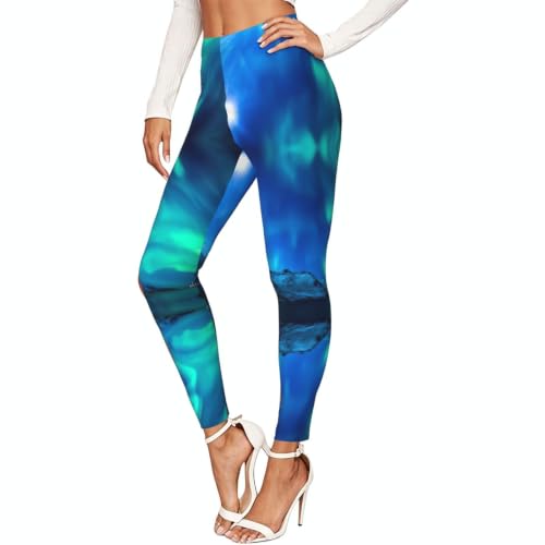 Leggings de compresión para mujer con estampado de luces boreales para entrenamiento
