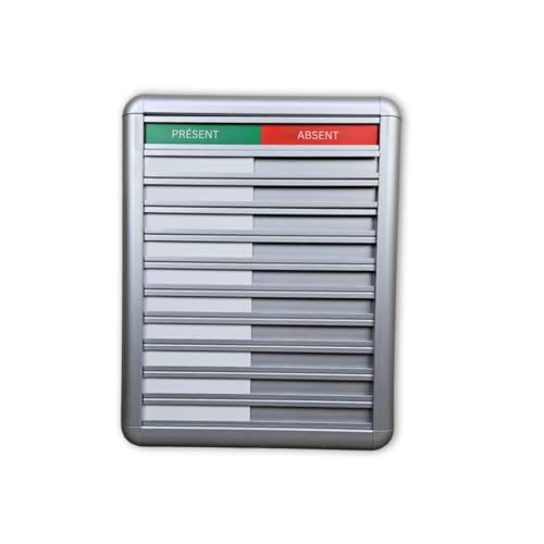 Tableau de présence absent présent 10 curseurs en aluminium pour bureau et accueil