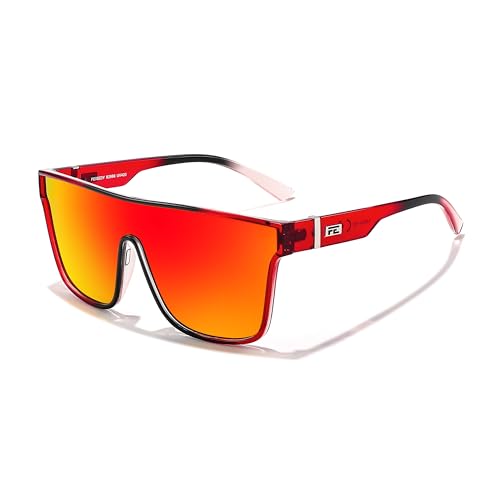 FEISEDY Sunglasses for Women Men Fashion Mirrored Single Lens Driving Beach Sunnies UV400 Shades B2996 Red Mirrored