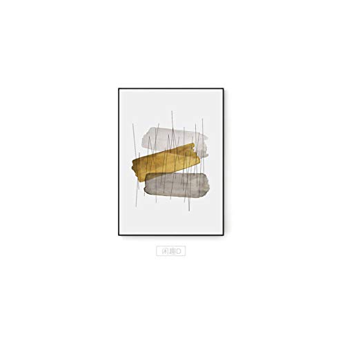 Tableau moderne géométrique jaune en impression sur toile abstraite résistante 50x70 cm - 2