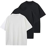 keepshowing t-shirt da uomo in cotone oversize unisex a maniche corte girocollo allentato top basic t-shirt atletica tinta unita, bianco+nero+nero, m