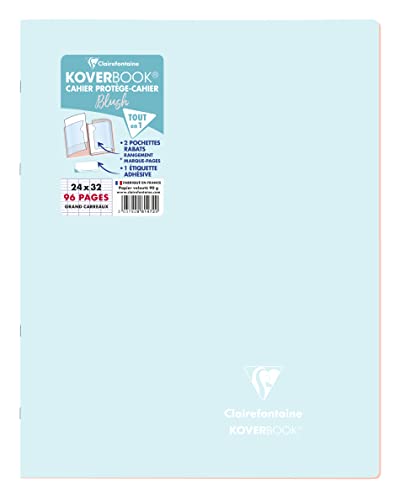 Clairefontaine 981472C, One Stapled Notebook Koverbook Blush Blue Frosted, 24x32 cm, 96 Seyes Ruled Pages, White Paper 90 g