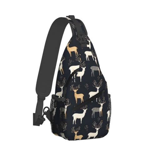 Sac à bandoulière imprimé wapiti gris pour homme et femme, idéal pour voyage