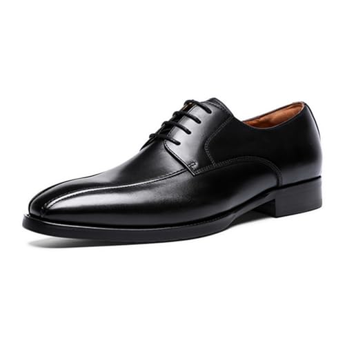 Men's Dress Shoes Formal Business Oxfords Plain Toe Lace Up Derby Shoes with Comfortable Padded Heel Collar