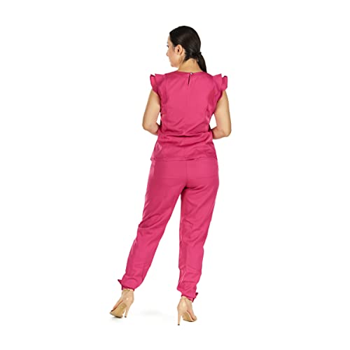 Blusa Scrub Babados Pink Cor:Pink;Tamanho:GG