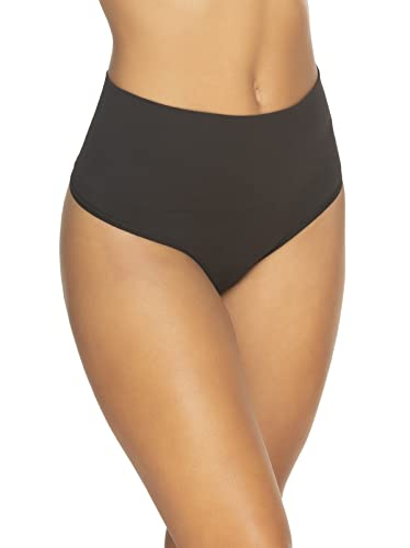 String gainant ventre plat Felina Fusion noir avec maintien haute compression S