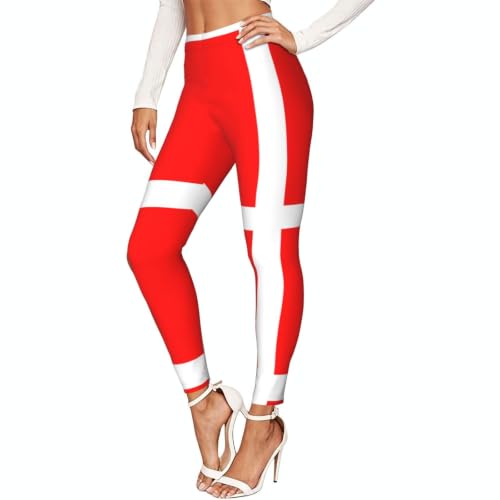 Leggings de compresión de Dinamarca para mujer con estampado de bandera para entrenamiento activo