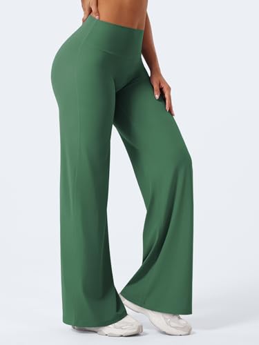 YEOREO Workout Leggings Womens No Front Seam Straight Leggings 31.5" High Waist Buttery Eddiy Gym Yoga Pants Dark Green S - 2