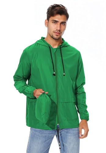 Image of Zando Packable Mens Rain Jacket Lightweight Raincoat Waterproof with Hood Outdoor Windbreaker Jacket Travel Rain Jackets