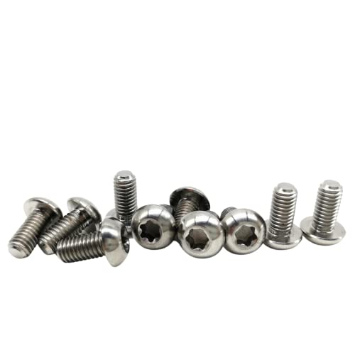 Image of RISON Titanium Bolts M5x10mm Titanium Button Torx Head Bolt Screw M5 Bolts Bicycle Disc Brake Universal Silver Star Round Head Ti Bolt for MTB and Bicycle Motorcycle Pack of 6
