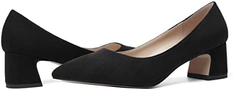 AMBELIGHT Women's Casual Slip On Office 2 Inch Block Low Heel Suede Chunky Pointed Toe Pumps Shoes Black Size 9 - Zapatos de Tacon para Niñas | Image 5