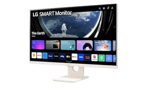 Image of LG 27SR50F 27 inch Full HD (1920 x 1080) IPS Smart Monitor with webOS, ThinQ Home Dashboard, AirPlay 2, Screen Share, Bluetooth, 2xHDMI, 2xUSB, Remote Control, White