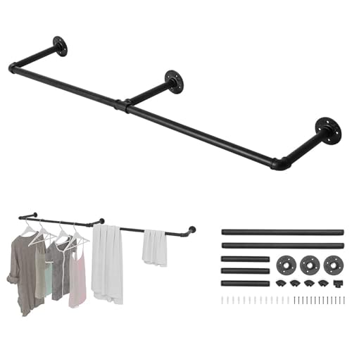 Youyijia Kleiderständer Wandmontage 120cm Industrierohr Kleiderstangen...
