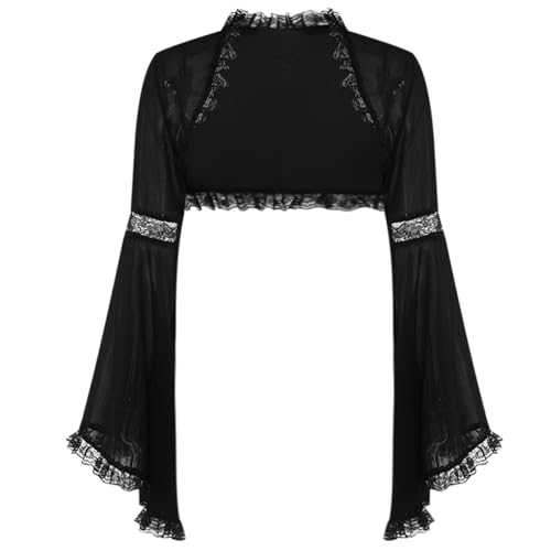 Image of Gothic Bolero Shrug Tops Women Goth Bell Long Sleeve Crop Top