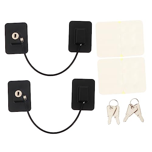FRCOLOR 2 piezas Bloqueo de Seguridad para Puertas y Ventanas de Aluminio para Negras Cerradura para Frigorífico Armarios y Protección Infantil Fácil de Usar
