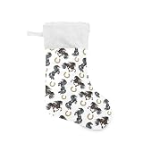 Kcldeci Medias de Navidad, caballos y herraduras, 1 paquete de 17 pulgadas, calcetines de Papá Noel, calcetines colgantes para árbol de Navidad, decoración para Navidad, vacaciones, regalo de Navidad