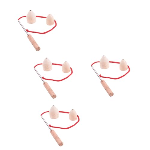 YARNOW Early Learning Toy 4 Packs of Wooden Spinning Tops for Kids Music Peg Tops Random Color