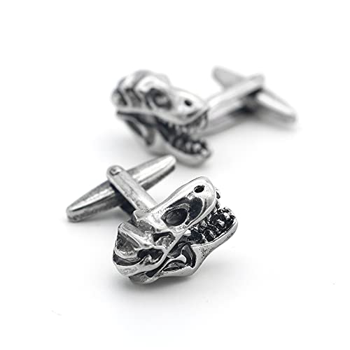 iGame Men's Dinosaur Skull Cufflinks Novelty Animal Head Design Vintage Color Brass Cuff Links with Gift Box2