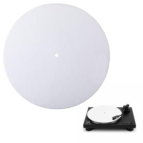 White Vinyl Slipmat for Turntable, 12 Inch Slipmats for Vinyl Turntable, Anti-Static Record Player Pad Protective Accessory for All Vinyls Record Players