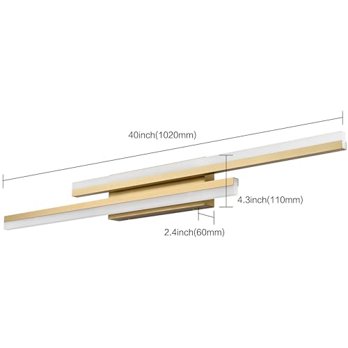 Image of PRESDE 40 Inch LED Vanity Light Brushed Gold Bathroom Light Fixtures Over Mirror Modern Bath Lighting Bar 5CCT