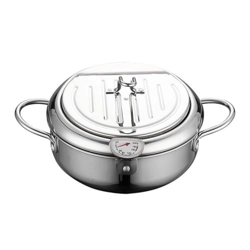 Ruiqas 3. Olla para freír de acero inoxidable de 4 L con tapa termómetro y escurridor de aceite