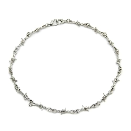 925 Sterling Silver Barbed Wire Necklace Bracelet For Women And Men - Barbwire Little Thorns Chain Choker Jewelry Gifts Barb Wine Necklace Little Thorns Chain Choker Bracelet For Men And Women
