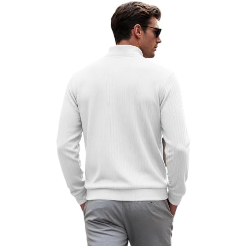 Men's Quarter Zip Pullover Lightweight Mock Neck Long Sleeve Knit Sweaters - image 4