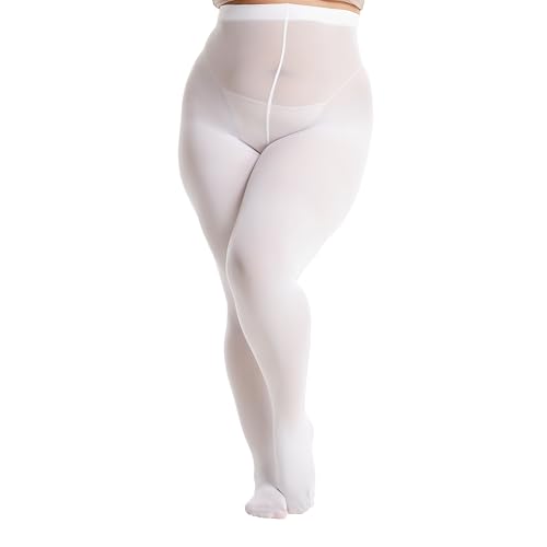 Frola Plus Size Tights for Women Semi Opaque Control Top High Waist Stockings 60 Denier Women's Pantyhose 2X 3X 4X 5X