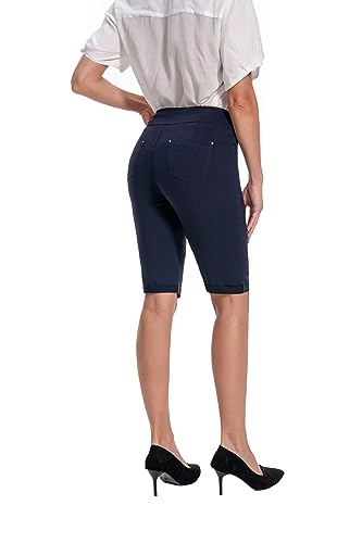 Jenna Rose Women's Stretch Bermuda Shorts – 5-Pocket, Cuffed Hem, Mid-Length Skimmer, Perfect for Summer Casual & Work Wear4