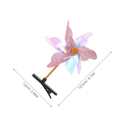 Pinzas de Cabello Forma de Molino de Viento Rosa para Niñas Accesorios Ligeros 2