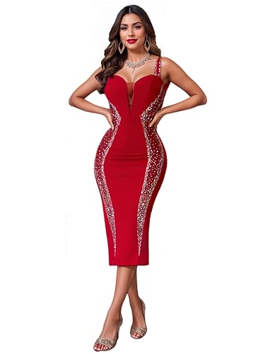 Sequin Midi Cocktail Dresses for Women Evening Party, Wedding Guest, Proms