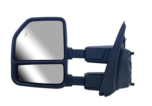 Replacement Driver Left Side Door Towing Mirror Power and Heated with Signal Light and BLIS Textured and Chrome Back Cover For Ford F-150 F-250 F-350 F-450 F-550 Super Duty from 2015 to 2020