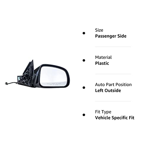 Passenger Side Mirror Compatible With Pontiac Grand Prix (2004 2005 2006 2007 2008) Black Non-Heated Non-Folding Power Operated Right Outside Rear View Door Mirror - Gm1321279 #TOP5