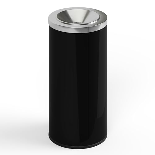 Caneca de basura negra decorativa de acero redonda 15 gal