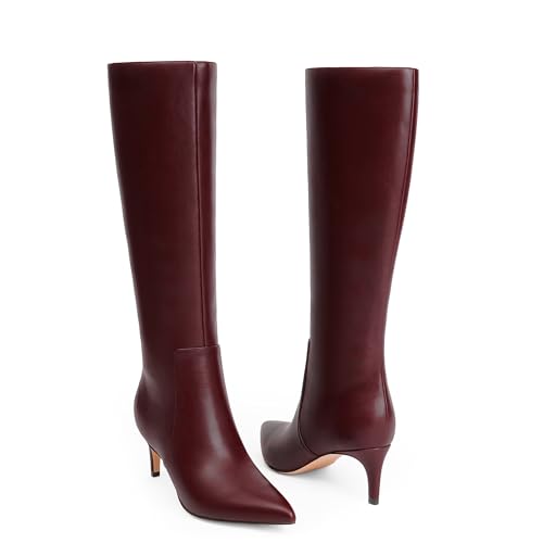 Image of QIY Kitten Heel Knee High Boots for Women Fall Tall Boots | Stylish Pointed Toe, Low Heel For All-Day Comfort, Zipper For Easy On & Off, Ideal For Fall & Winter
