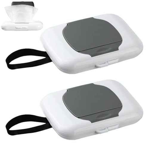 CHENYUOUYANG 2 PCS Wet Wipes Dispenser Box Reusable & Waterproof Baby Wipes Dispensers with Drawstring Design Portable Refillable Toilet Wipes Dispenser Box Silicone Sealing Strip for Home & Travel
