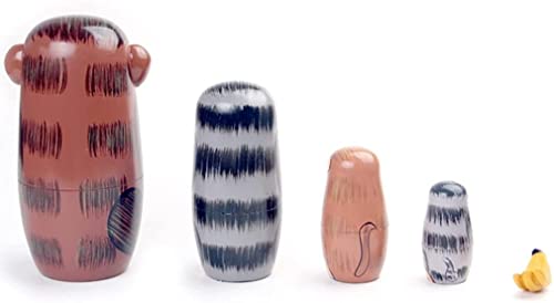 Matrioska Matrioska Set mit 5 lustigen Affen und Nistbananen Matrioska Follia Russische Puppe handmade