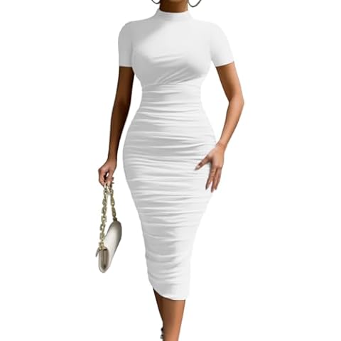 LAGSHIAN Elegant Bodycon Midi Cocktail Dress Cover