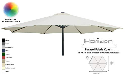 HORIZON 3M REPLACEMENT PARASOL FABRIC COVER 6-ARMS (Natural Cream)