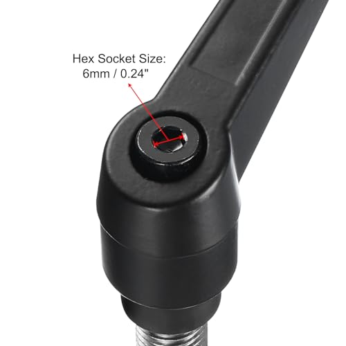 Image of uxcell Adjustable Clamping Lever Handle M16 x 30mm Metric 304 Stainless Steel Male Threaded Stud Hand Knobs Push Button Ratchet Rotating Screw Handles Bolts with Locking Lever Black