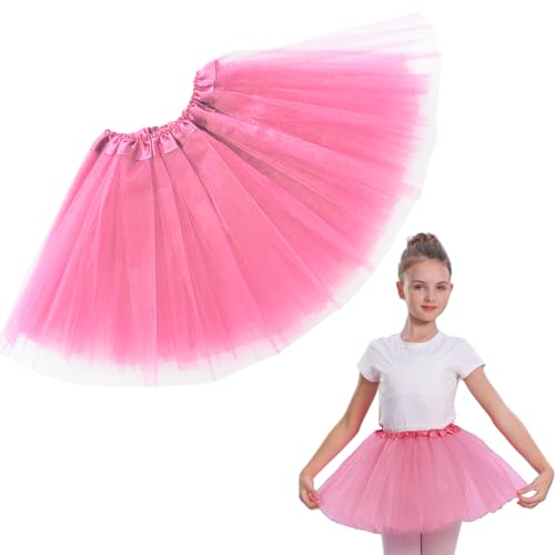 Girls Tutu Skirt 3 Layered Tulle Tutu Skirts for 0-8 Year Birthday Dance Kids Halloween Costume Cosplay Party Supplies Pink