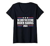 donna possediamo il futuro biden harris 2024 patriottico biden kamala maglietta con collo a v