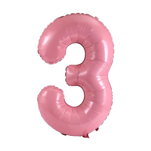 Image of YPSelected 32 Inch Large Foil Helium Number Balloon Birthday Wedding Party 0-9 (Baby Pink, 3)