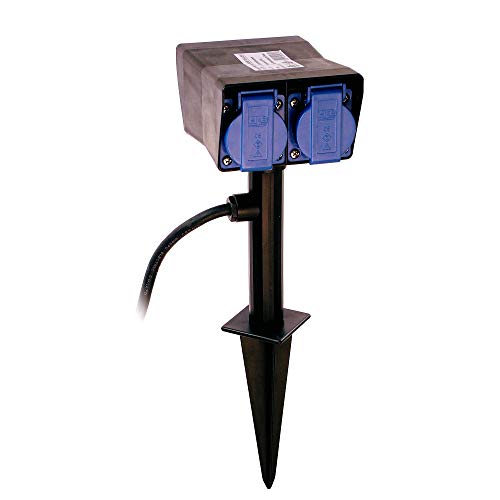 as-Schwabe 60685 - Picchetto messa a terra con timer e cavo nero 2 m, H05RN-F 3G1,5, per esterni / IP44
