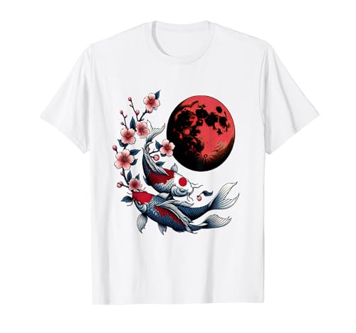 Koi Fish Cherry Blossom Japonesa Estética Camiseta